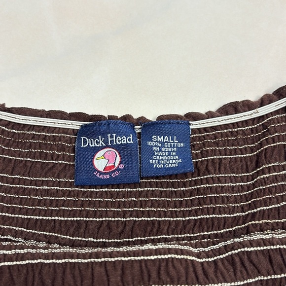 Duck Head Brown and Olive Camisole Top with Elastic Bodice. Small - Picture 4 of 10